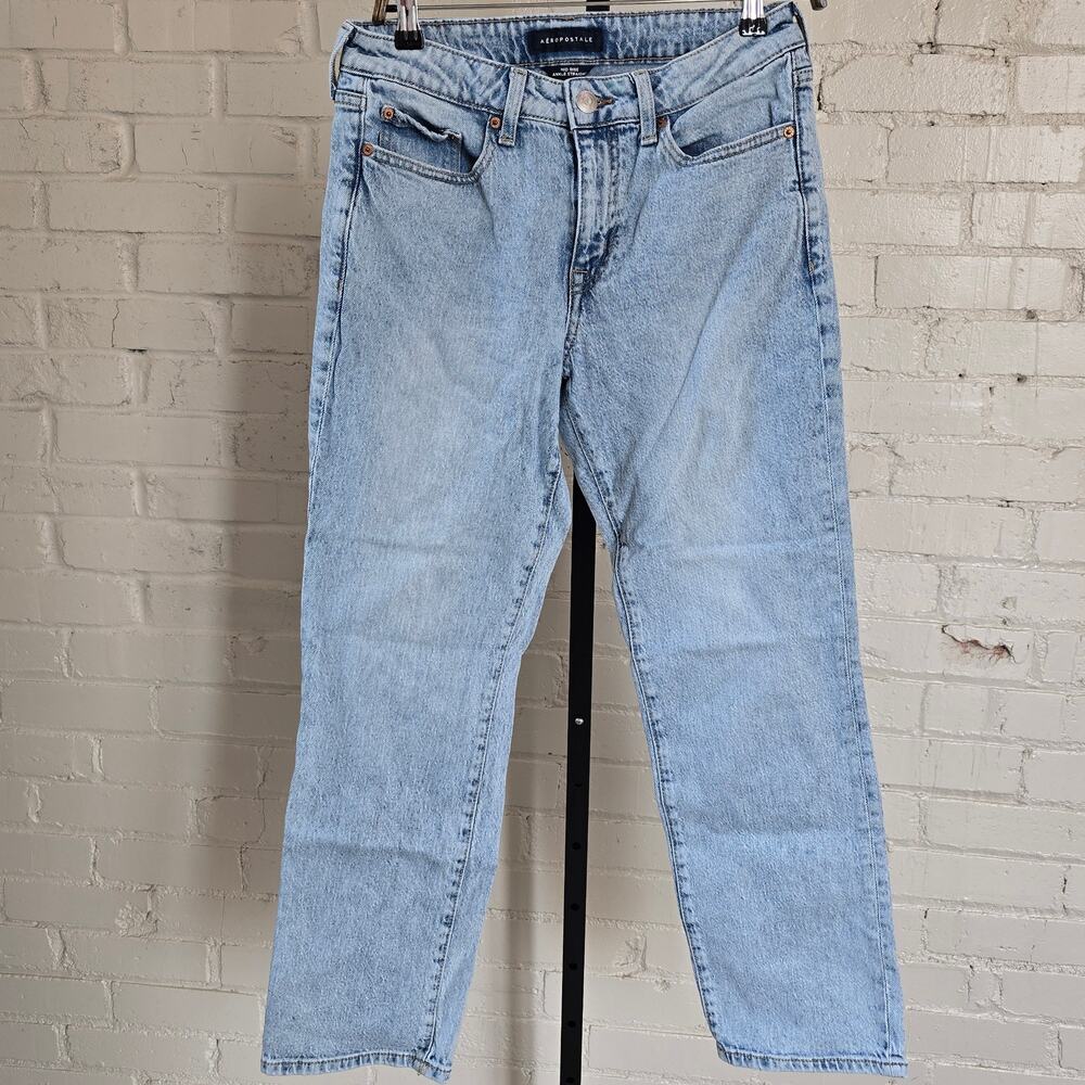 Aeropostale Mid Rise Ankle Straight Jeans Light Wash | Retro Everyday Casual